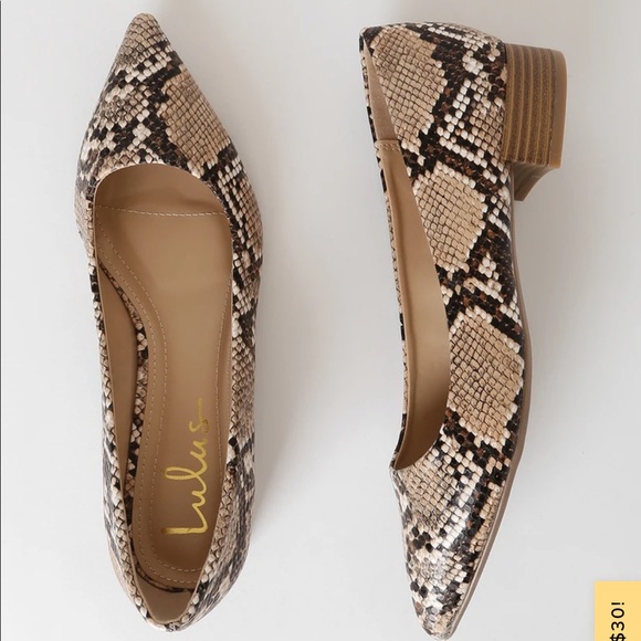 Lulus Shoes - NWT Lulus Snake Print Low Pointed-Toe Heels